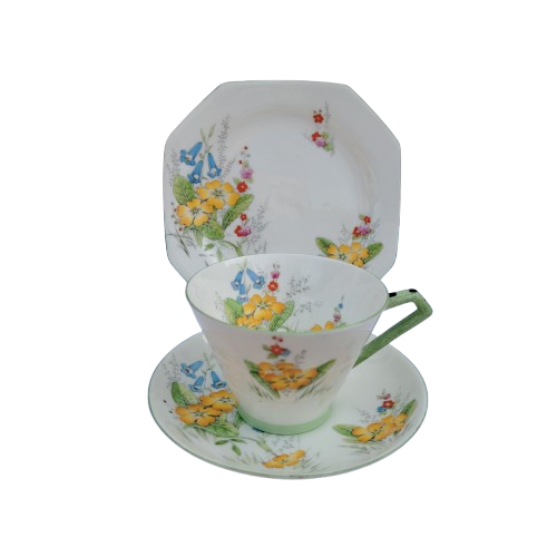 Paragon Art Deco Primrose, Cup Saucer and Plate Trio