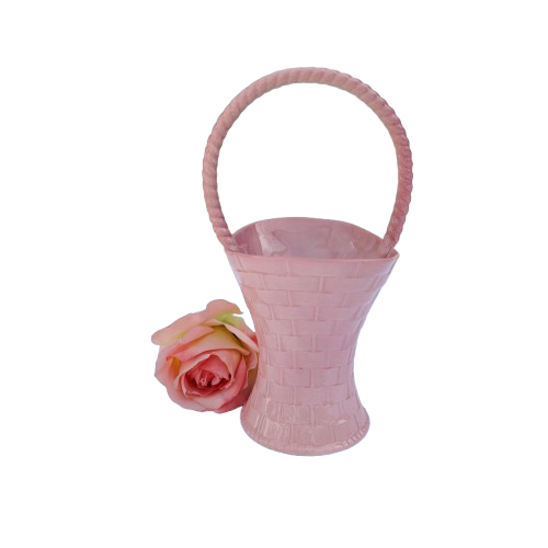 Carlton Ware Pink Wicker Handled Basket
