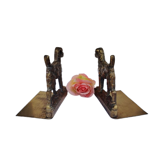 Vintage Brass Peerage English bookends wirehaired fox terriers dogs