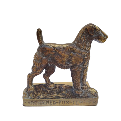 Vintage Brass Peerage English bookends wirehaired fox terriers dogs