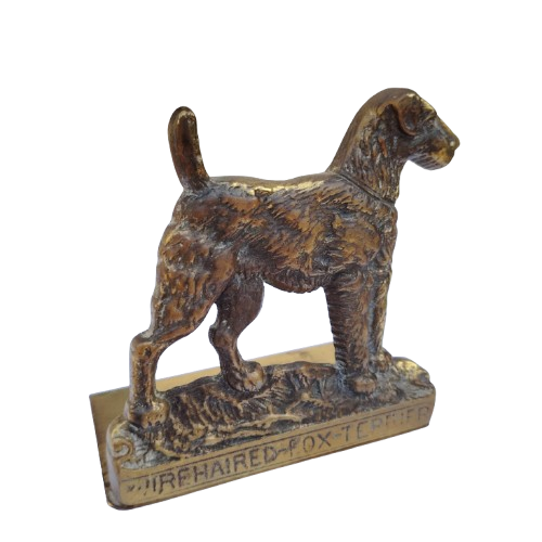 Vintage Brass Peerage English bookends wirehaired fox terriers dogs