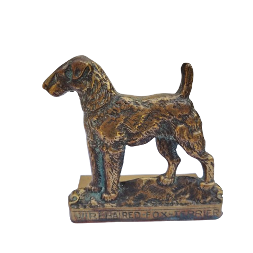 Vintage Brass Peerage English bookends wirehaired fox terriers dogs