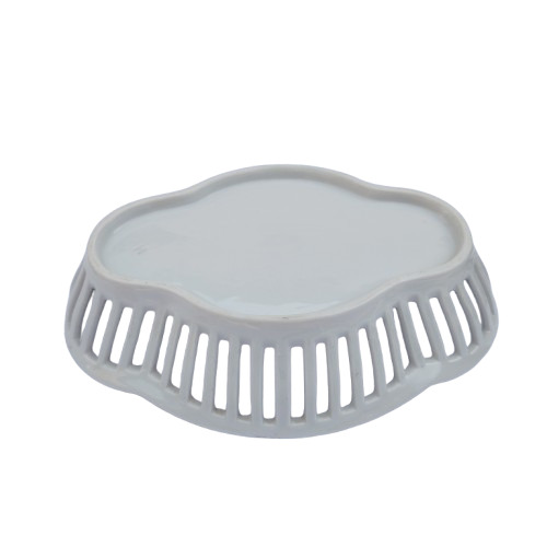 Lattice Edge Porcelain Oval Dish with Floral Print