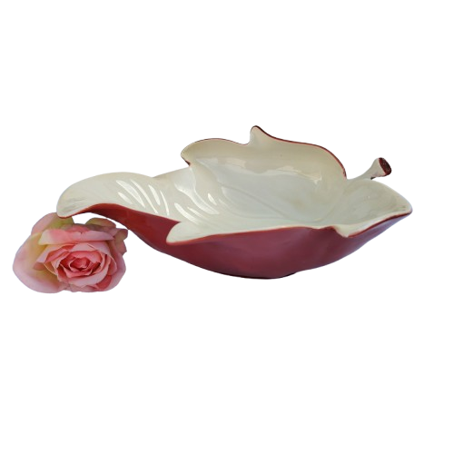 Carlton Ware Large Two Tone Leaf shaped footed dish bowl