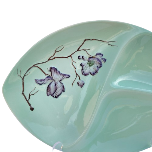 Carlton Ware 3 section divided Magnolia footed serving dish