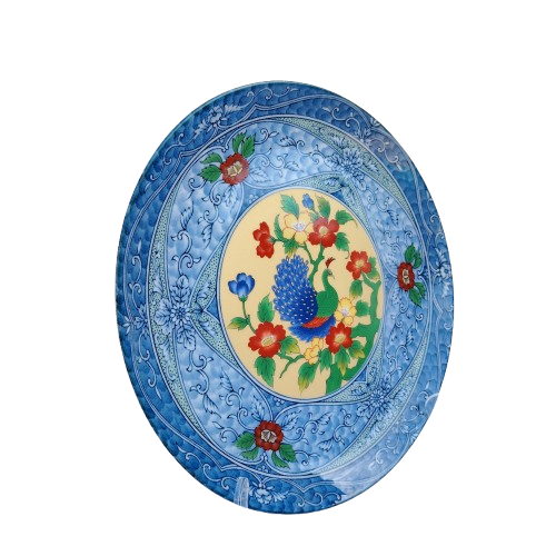Imperial Imari Japanese Porcelain Blue Peacock Display Plate