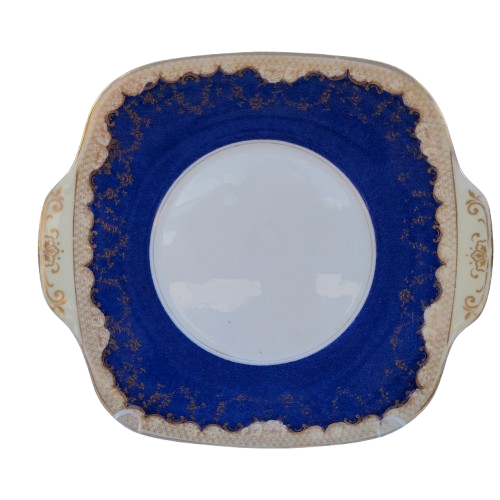 Crown Staffordshire Blue and Gold Cale Plate