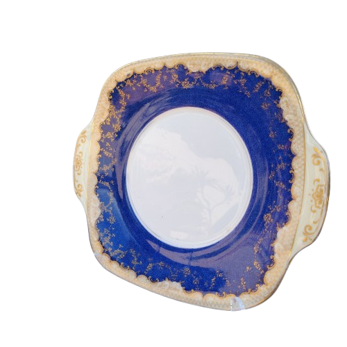 Crown Staffordshire Blue and Gold Cale Plate