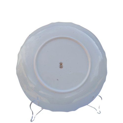 Antique Blue with Delicate Flowers & Scrolls Cake Plate