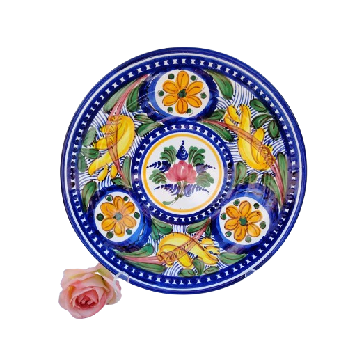 Majolica Pottery Floral Bright Decorative Plate Italy