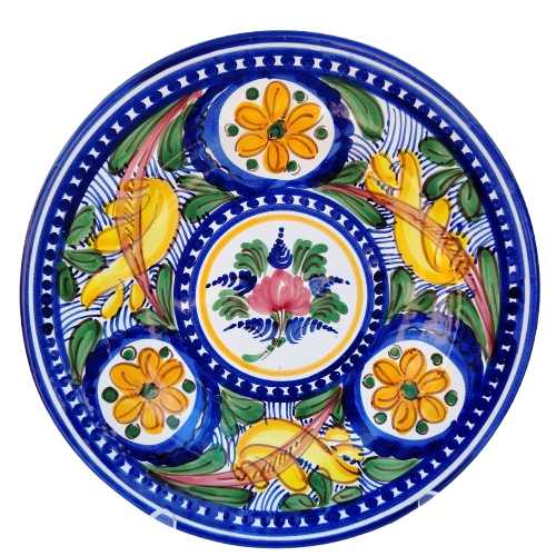 Majolica Pottery Floral Bright Decorative Plate Italy
