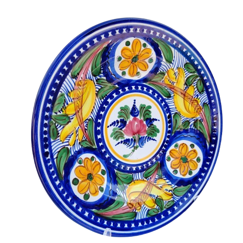 Majolica Pottery Floral Bright Decorative Plate Italy