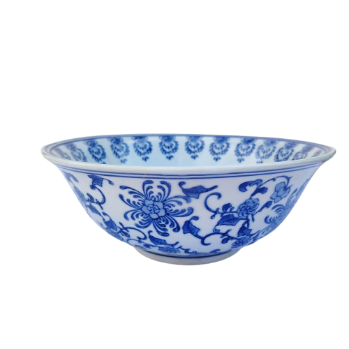 Large Chinese Blue on White Porcelain Serving dish Bowl