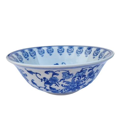 Large Chinese Blue on White Porcelain Serving dish Bowl