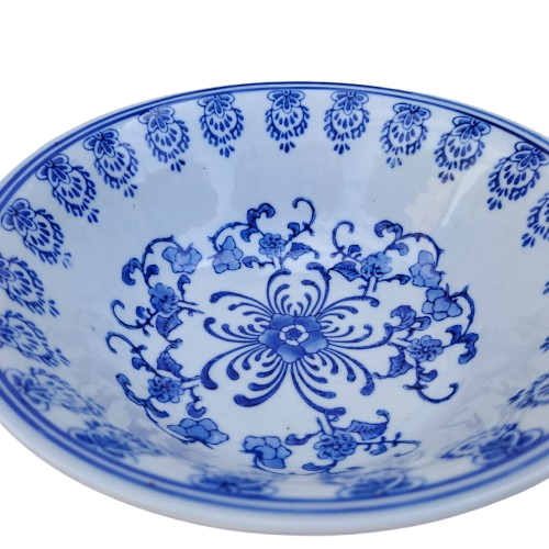Large Chinese Blue on White Porcelain Serving dish Bowl