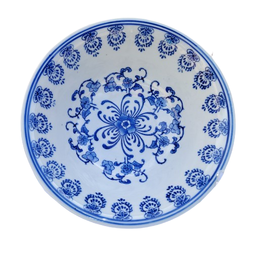 Large Chinese Blue on White Porcelain Serving dish Bowl