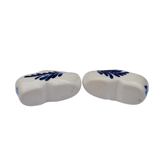 Dutch Delft Blue and White Pair of Clogs Windmill