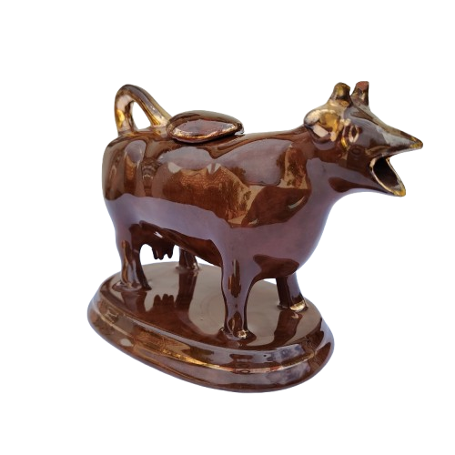 Antique 19th Century Cow Creamer  Possible Bennington Yellow Ware or Staffordshire