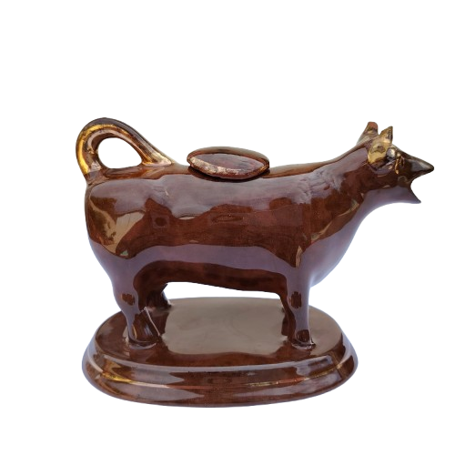Antique 19th Century Cow Creamer  Possible Bennington Yellow Ware or Staffordshire