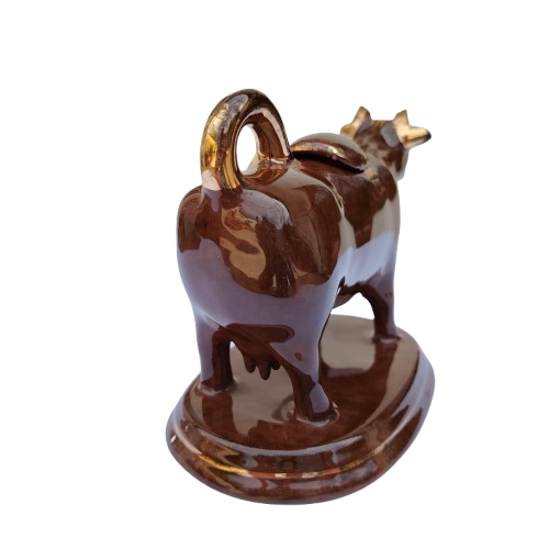Antique 19th Century Cow Creamer  Possible Bennington Yellow Ware or Staffordshire