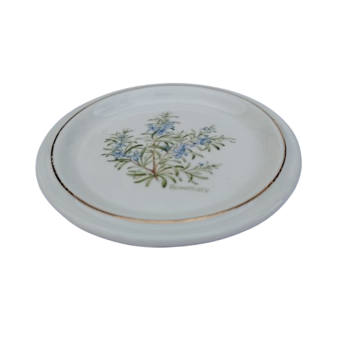 Berkshire Porcelain Trinket Dish featuring a sprig of rosemary