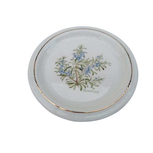 Berkshire Porcelain Trinket Dish featuring a sprig of rosemary