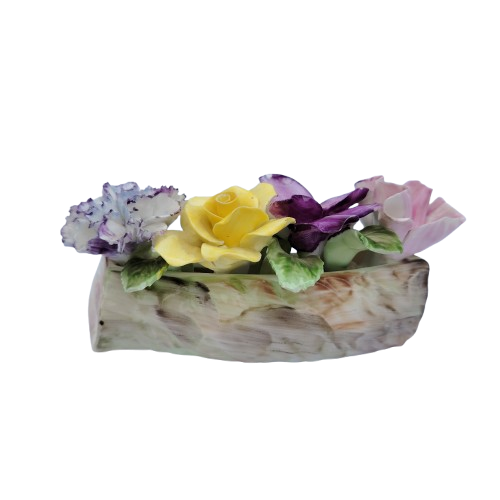 Adderley Staffordshire Bone China Floral Green Log of Flowers Roses