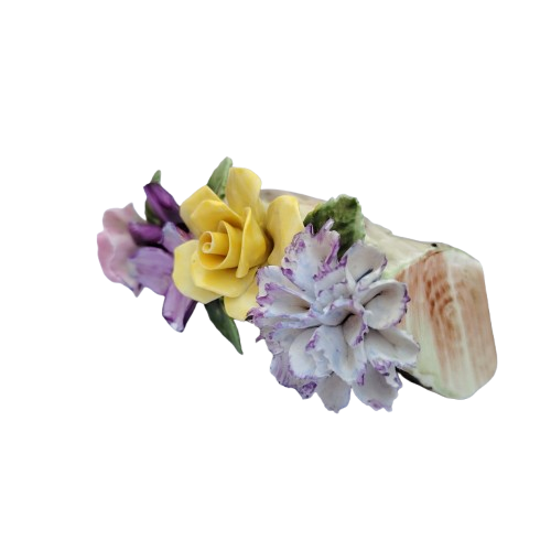 Adderley Staffordshire Bone China Floral Green Log of Flowers Roses