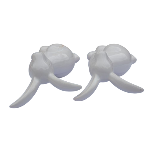 Pair White Ceramic Sitting Rabbit Hare Bunny