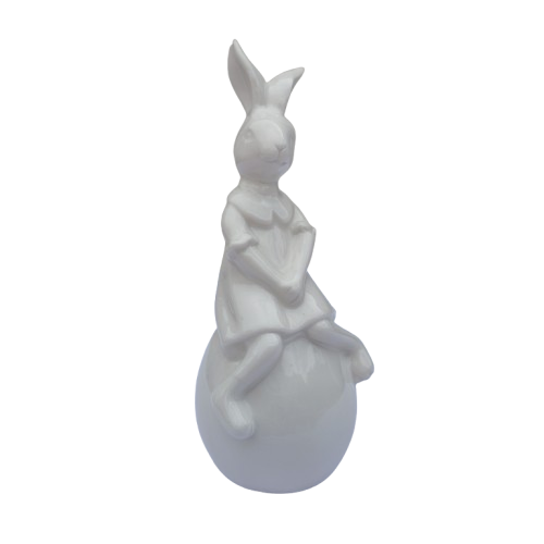White Ceramic Sitting Rabbit Hare Bunny Ball