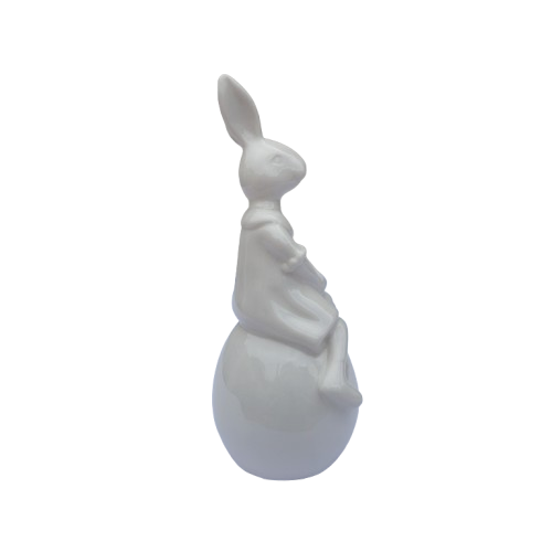 White Ceramic Sitting Rabbit Hare Bunny Ball