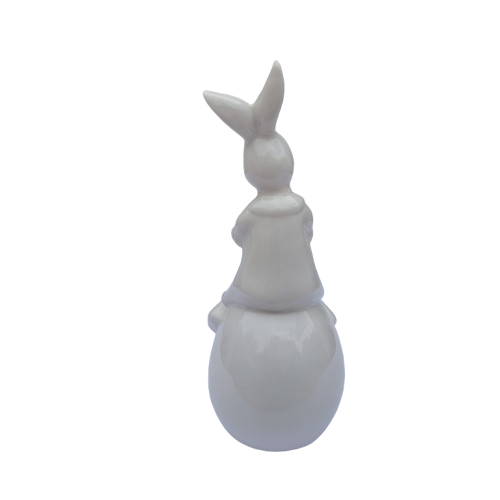White Ceramic Sitting Rabbit Hare Bunny Ball