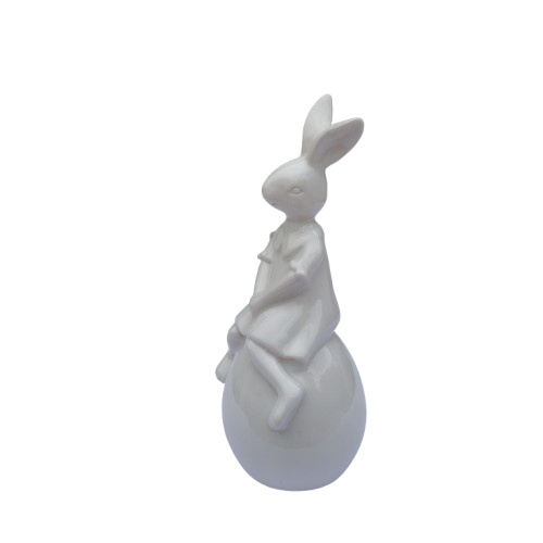White Ceramic Sitting Rabbit Hare Bunny Ball