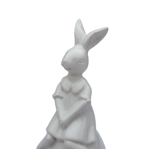 White Ceramic Sitting Rabbit Hare Bunny Ball