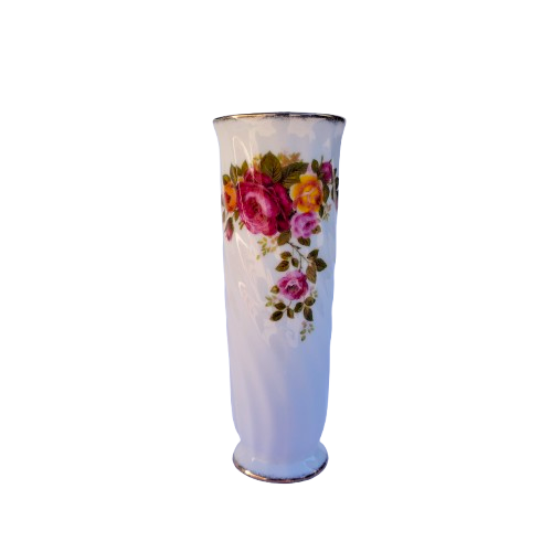 Fine Bone China Rose Cottage Slender Bud Vase