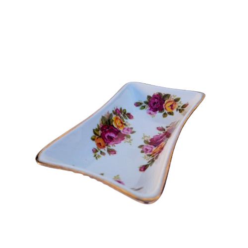 Fine Bone China Rose Cottage Trinket Dish