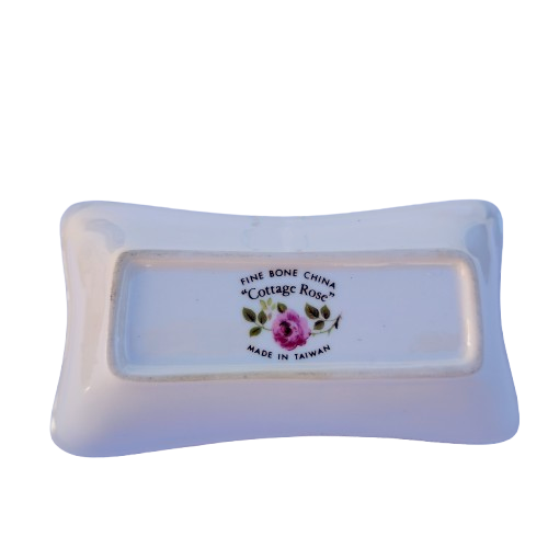Fine Bone China Rose Cottage Trinket Dish