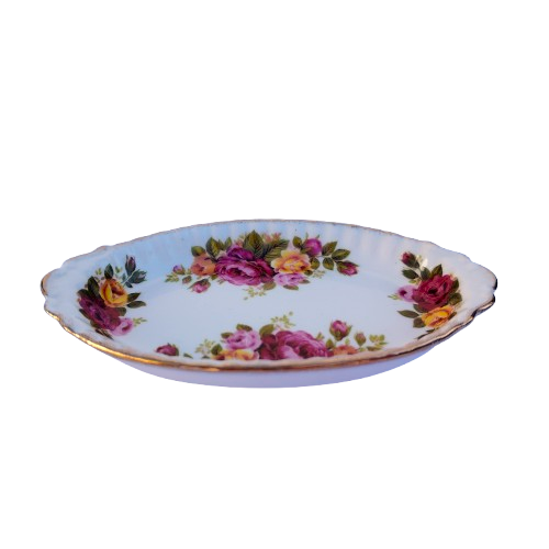 Fine Bone China Rose Cottage Oval Trinket Dish