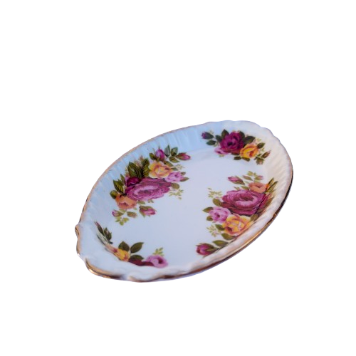 Fine Bone China Rose Cottage Oval Trinket Dish