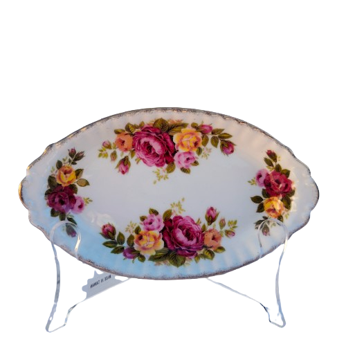 Fine Bone China Rose Cottage Oval Trinket Dish