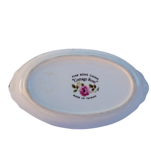 Fine Bone China Rose Cottage Oval Trinket Dish