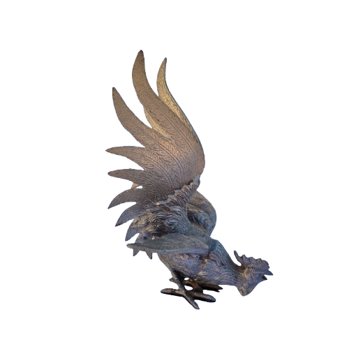 Silver Metal Fighting Rooster Cockerel