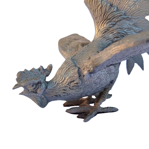Silver Metal Fighting Rooster Cockerel