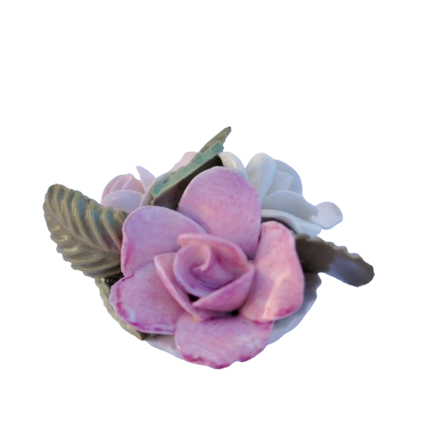 Floral Bone China Flowers in White Pot