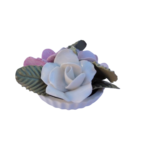 Floral Bone China Flowers in White Pot