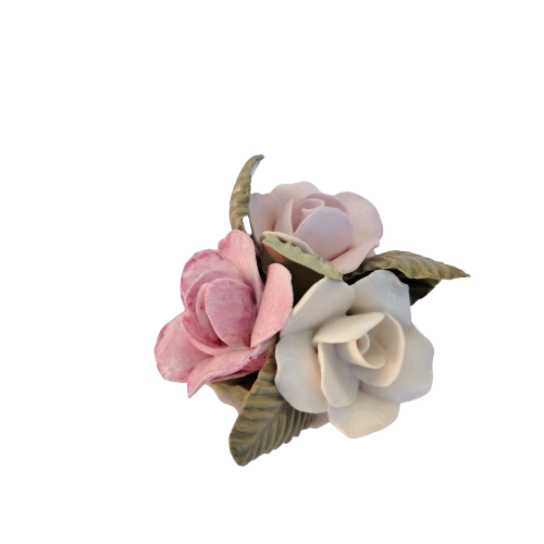 Floral Bone China Flowers in White Pot