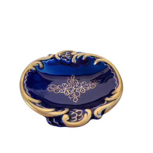 Beautiful Cobalt Blue and Gold Dish