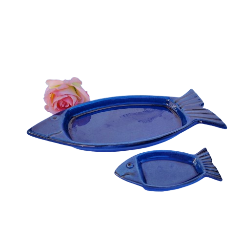 Terre Provence French Pottery Blue Fish Rest