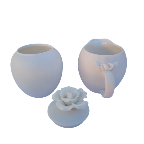 Luna Porcelain Fleur de Vie Milk Jug & Sugar Bowl