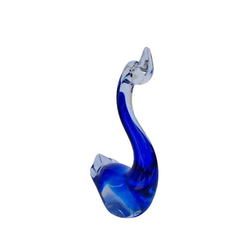 Vintage Murano Hand Blown Art Glass Blue Swan Bird
